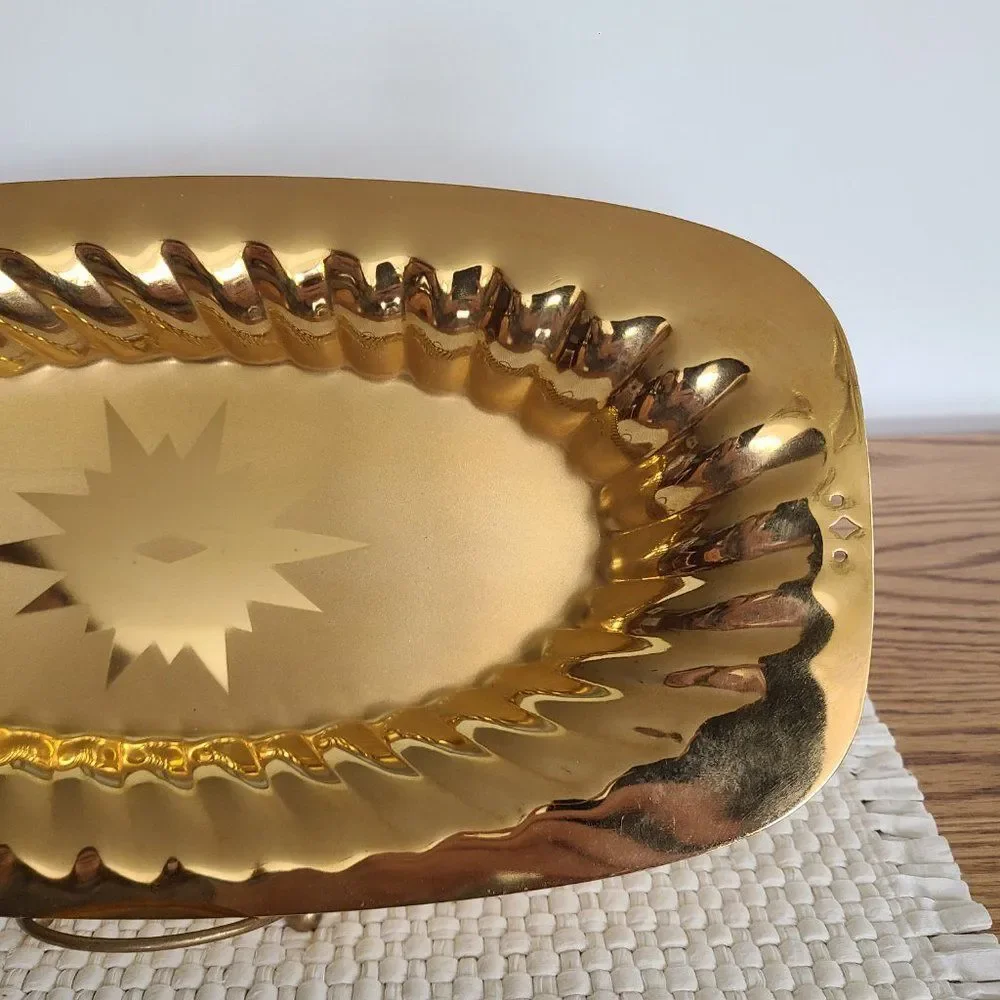 Vintage Forman Metal Gold Tone Serving Tray Platter 23K Gold Electro Plated